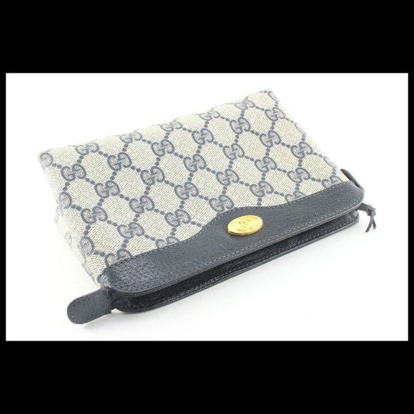 Gucci Navy Supreme GG Zip Pouch Case 1G525C - Picture 7 of 13